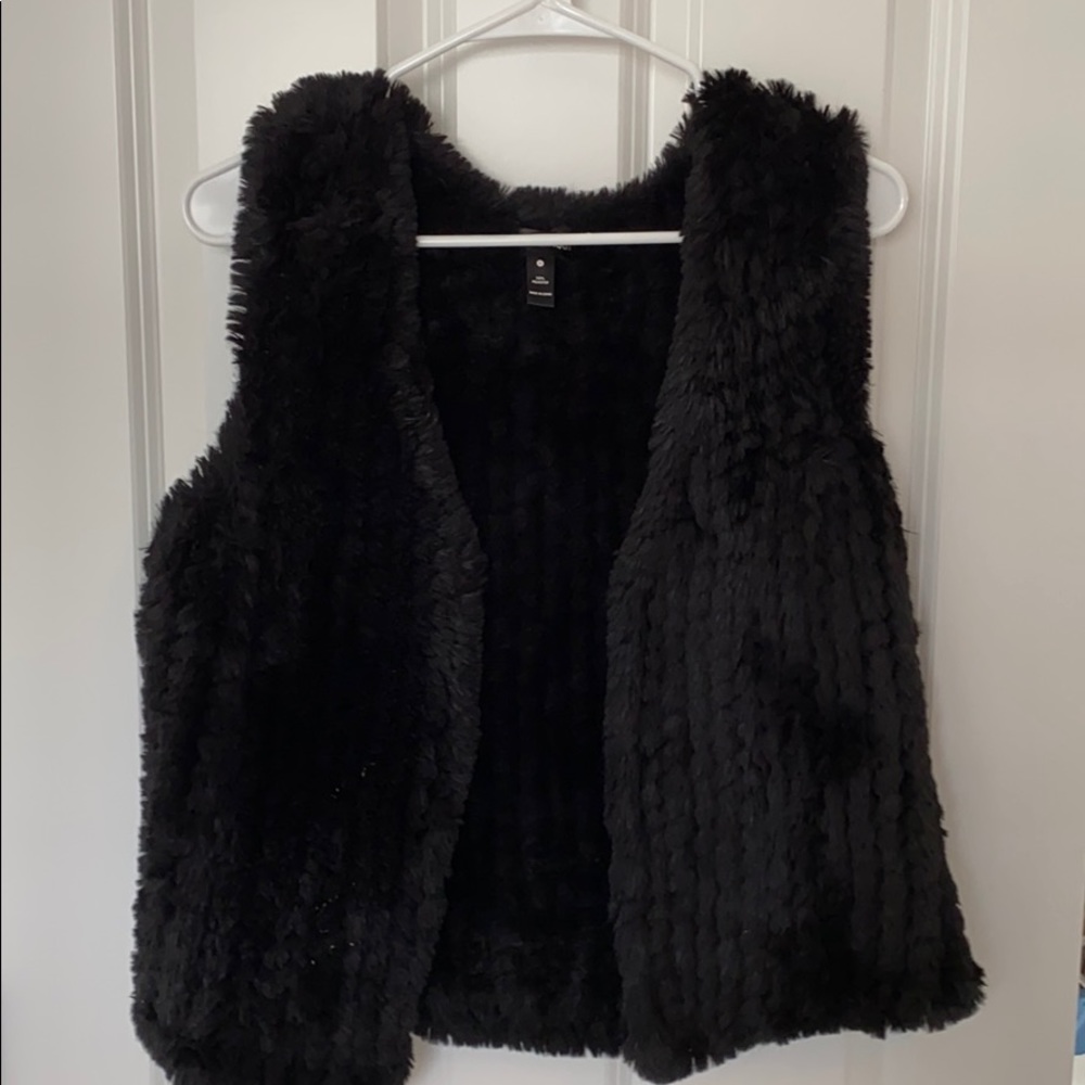 Aqua Black Faux Fur Vest
